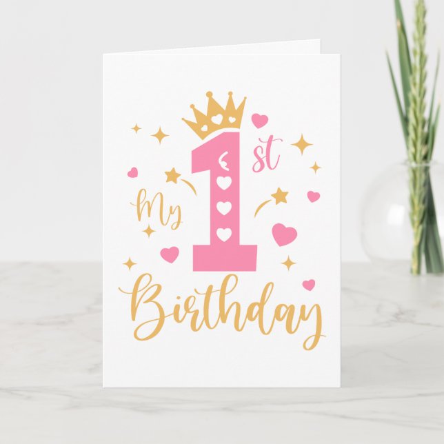 Happy Birthday Princess 1. Geburtstag Karte (Vorderseite)