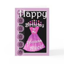 Happy Birthday Princess Niece Pink Dress & Candles