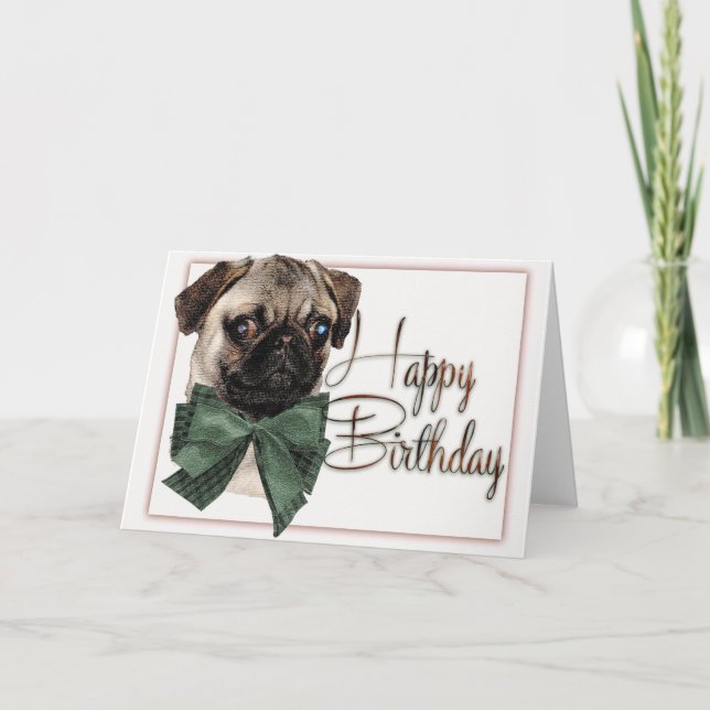 Happy Birthday Pug Card Karte (Vorderseite)