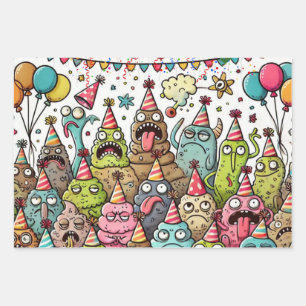 Happy Birthday Puking Monster Geschenkpapier Set