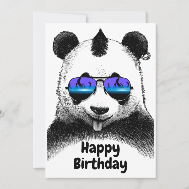 Happy Birthday Punk Panda Einladung (Vorderseite)