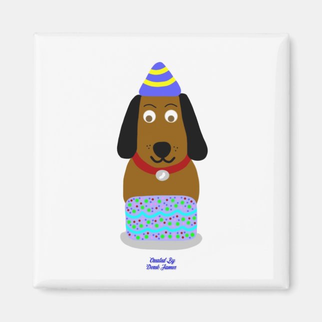Happy Birthday Pup 2 Inch Square Magnet (Vorne)