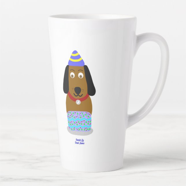Happy Birthday Pup Große Latte Tasse (Rechts)