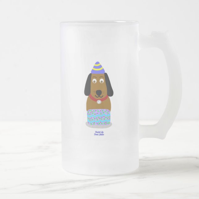 Happy Birthday Pup Große Mattiert Glass Tasse (Rechts)