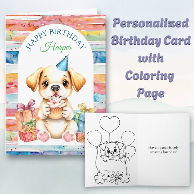 Happy Birthday Puppy Docking Page Karte (Von Creator hochgeladen)