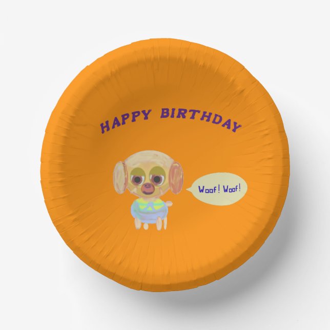 Happy Birthday Puppy Pappteller (Vorderseite)