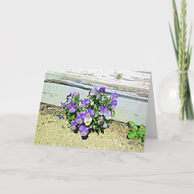 Happy Birthday Purple Flowers Treairs Card Karte (Vorderseite)