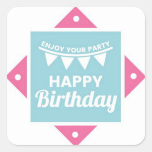 Happy Birthday Quadratischer Aufkleber