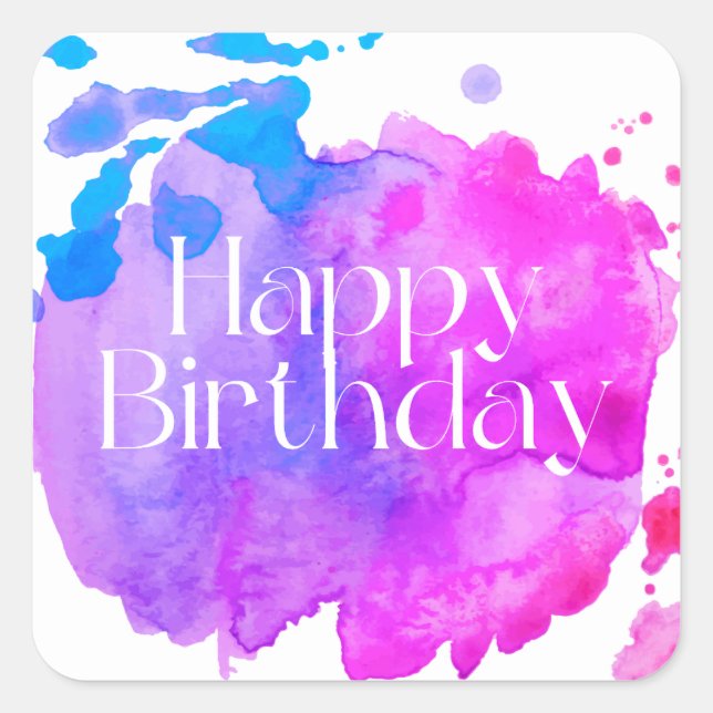 Happy Birthday Quadratischer Aufkleber (Vorderseite)
