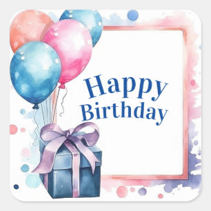 Happy Birthday Quadratischer Aufkleber