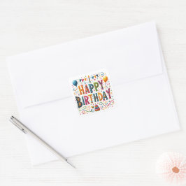 Happy Birthday Quadratischer Aufkleber