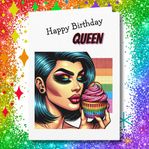 Happy Birthday Queen   LGBTQIA Trans Woman Karte