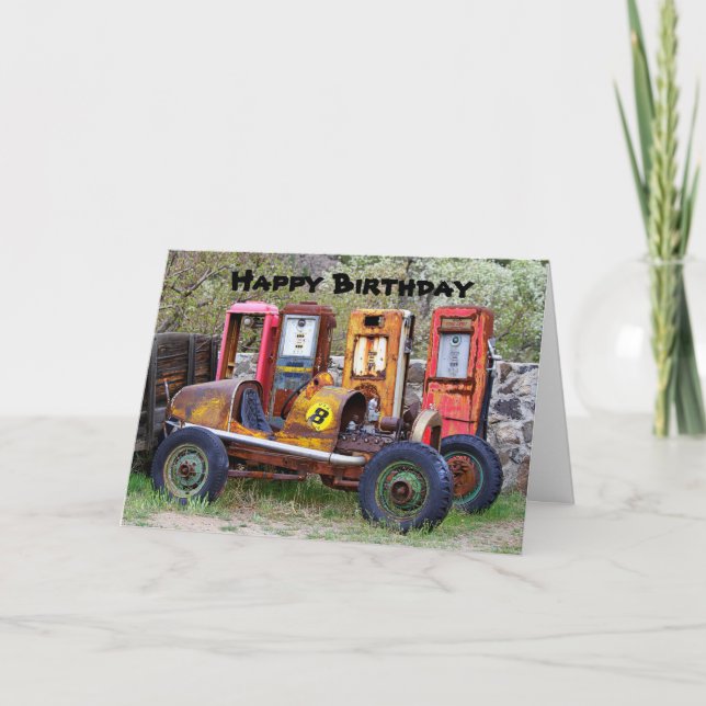 Happy Birthday Race Car Spaß Karte (Vorderseite)