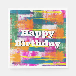 Happy Birthday Rainbow Abstrakt Serviette