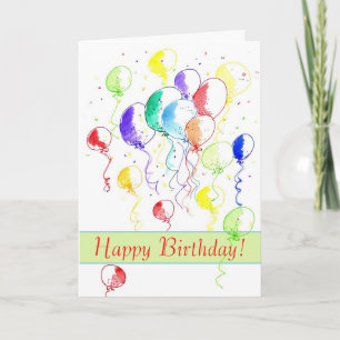 Happy Birthday Rainbow Balloons Aquarell Karte