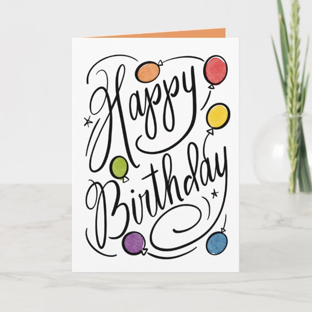 Happy Birthday Rainbow Balloons Karte (Vorderseite)