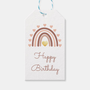 Happy Birthday Rainbow Blush Pink Geschenkanhänger