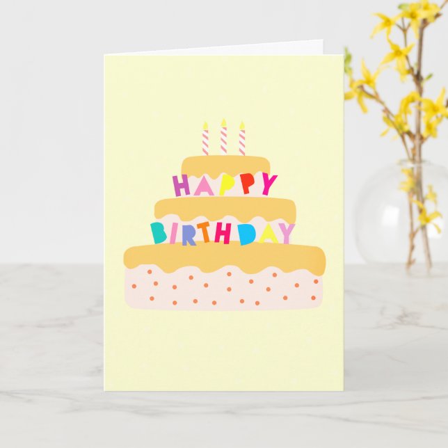 Happy Birthday Rainbow Cake Karte (Gelbe Blume)