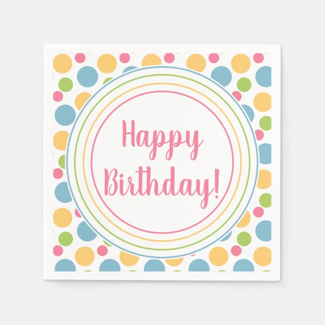 Happy Birthday Rainbow Colors Serviette (Vorderseite)