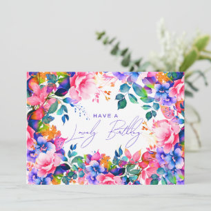 Happy Birthday Rainbow Garden Floral Karte