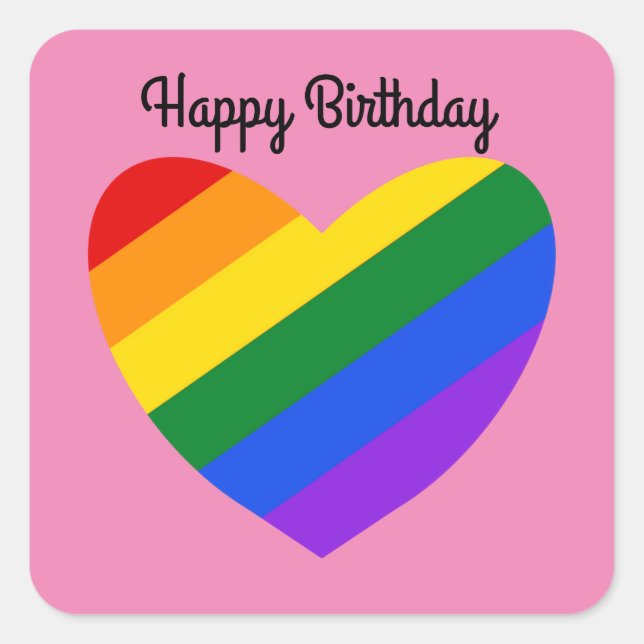 Happy Birthday Rainbow Heart #1 Stickers (Vorderseite)