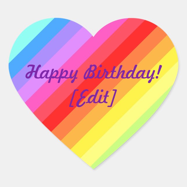 Happy Birthday - Rainbow Heart Stickers (Vorderseite)