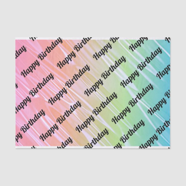 Happy Birthday Rainbow Hologram Tissue Paper Seidenpapier (Vorderseite)