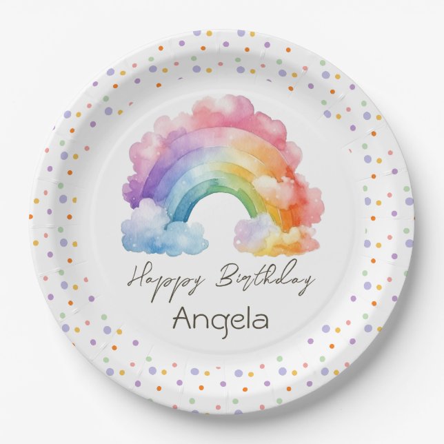 Happy Birthday Rainbow Kids Pappteller (Vorderseite)