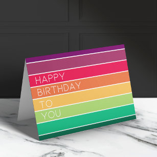 Happy Birthday   Rainbow Modern Stripe LGBT Fun Karte