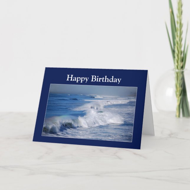 Happy Birthday Rainbow Over the Ocean Waves Karte (Vorderseite)