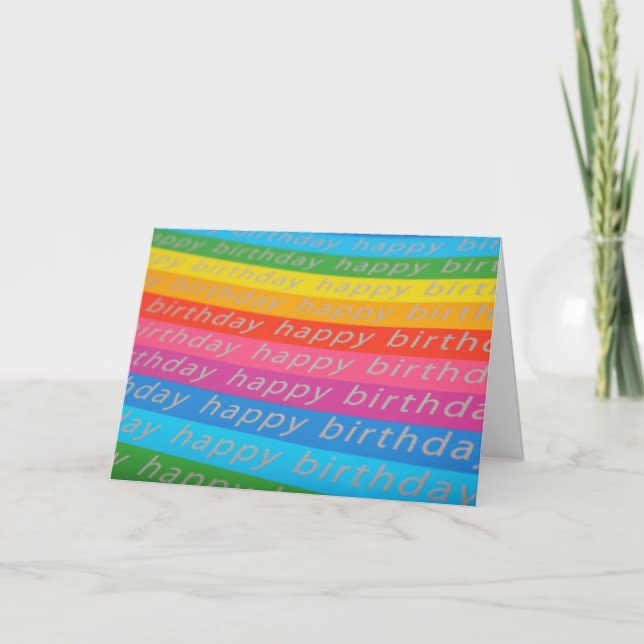 Happy Birthday Rainbow Stripes Birthday Card Karte (Vorderseite)