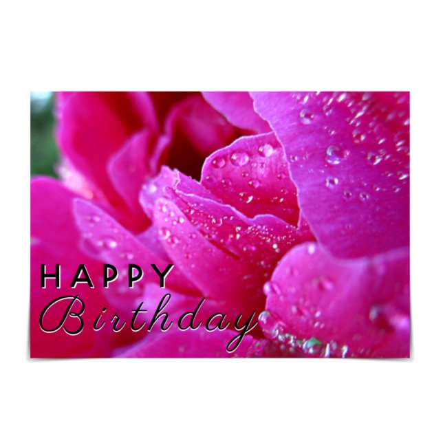 "Happy Birthday" Raindrop Pink Peony Card Karte (Von Creator hochgeladen)