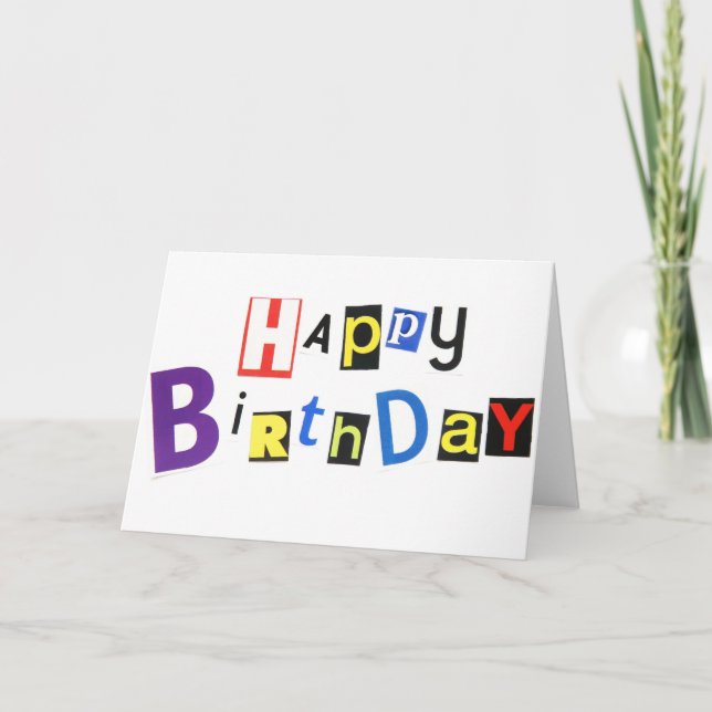 Happy Birthday Ransom Note Style Card Karte (Vorderseite)