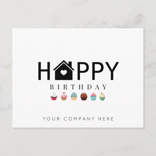 Happy Birthday Realty Cupcake Postkarte (Vorderseite)