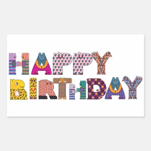 Happy Birthday Rechteckiger Aufkleber (Vorderseite)