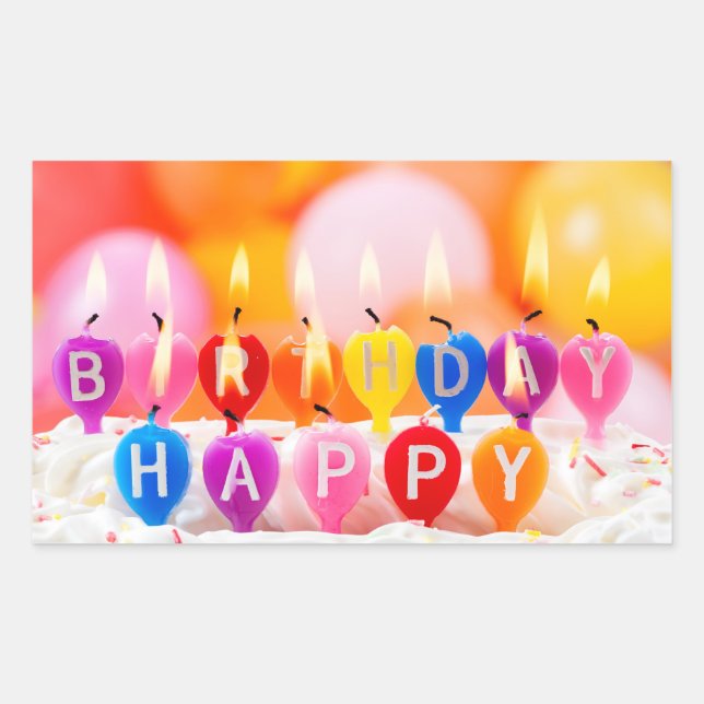 Happy Birthday Rechteckiger Aufkleber (Vorderseite)