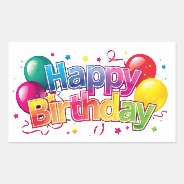 Happy Birthday Rechteckiger Aufkleber (Vorderseite)