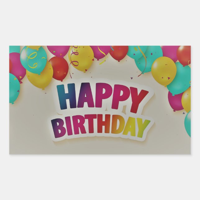 Happy Birthday Rechteckiger Aufkleber (Vorderseite)
