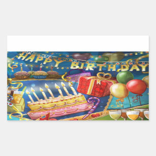 Happy Birthday Rechteckiger Aufkleber