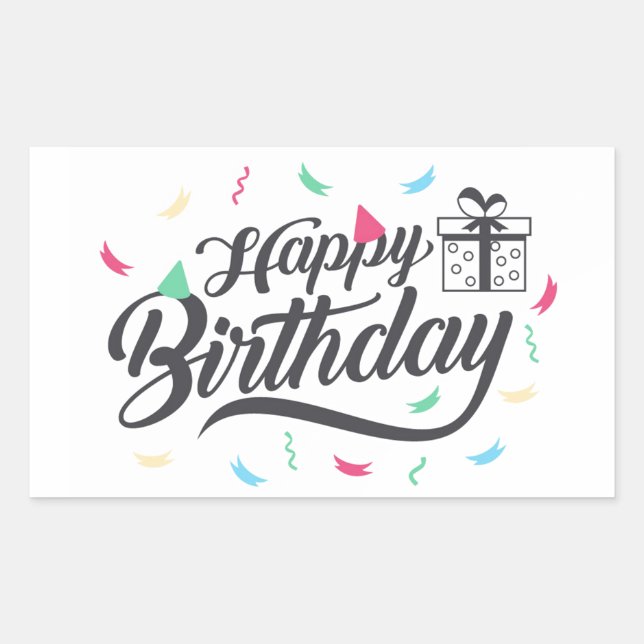 Happy Birthday Rechteckiger Aufkleber (Vorderseite)