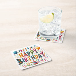 Happy Birthday Rechteckiger Pappuntersetzer