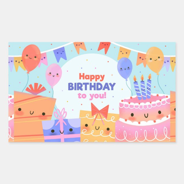 Happy Birthday Rechtecksticker Rechteckiger Aufkleber (Vorderseite)