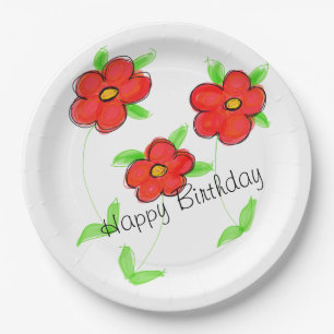 Happy Birthday Red Flows Paper Tellers Pappteller