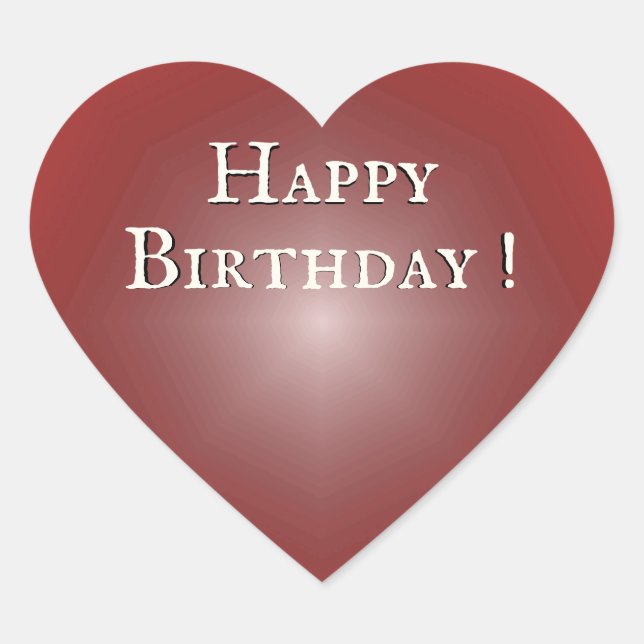 Happy Birthday Red Heart Glow Herz-Aufkleber (Vorderseite)