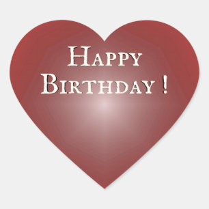 Happy Birthday Red Heart Glow Herz-Aufkleber