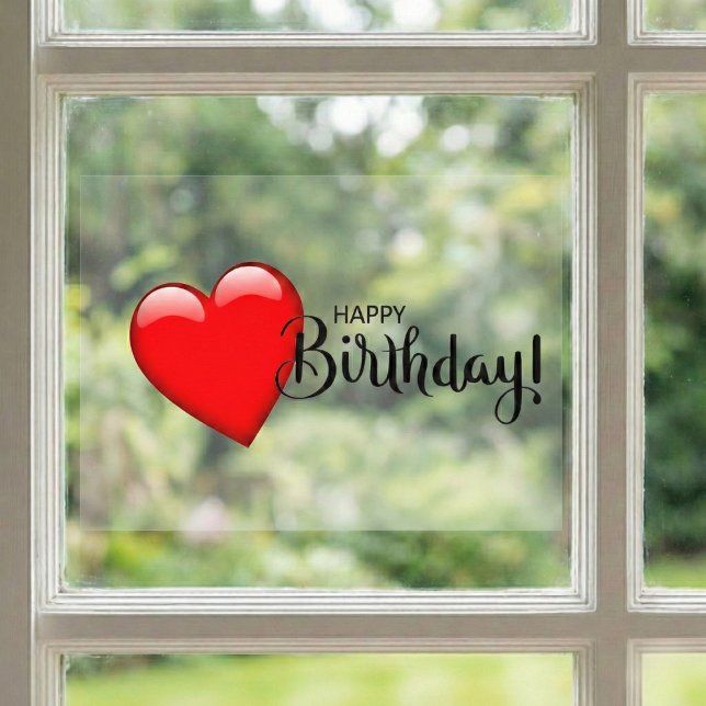 Happy Birthday Red Heart Window Cloning Fensteraufkleber (A heartfelt happy birthday.)