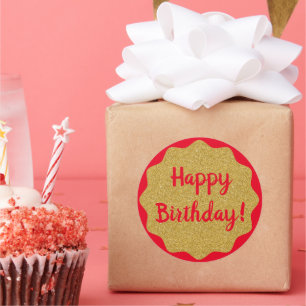 Happy Birthday Red Minimal einfach Runder Aufkleber