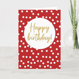 Happy Birthday Red Punkt Gold Glitzer Letting Dankeskarte