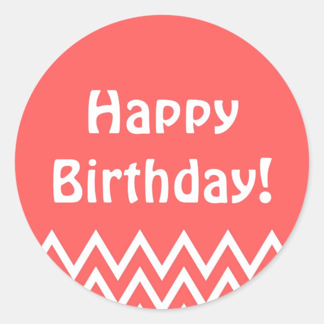 Happy Birthday - Red Round Sticker (Vorderseite)