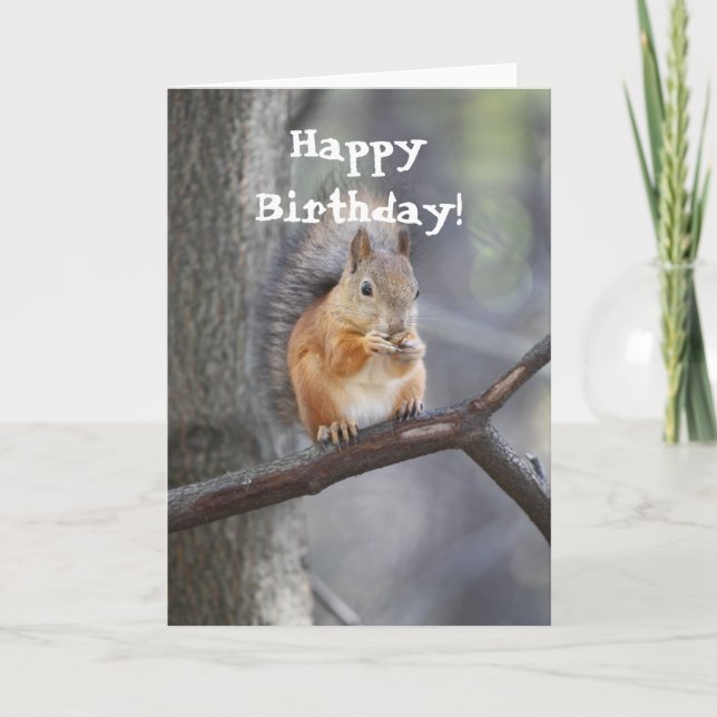 Happy Birthday Red Squirrel Grußkarte Karte (Vorderseite)